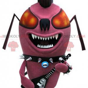 Punk mier roze insect mascotte. Rock mascotte - Redbrokoly.com
